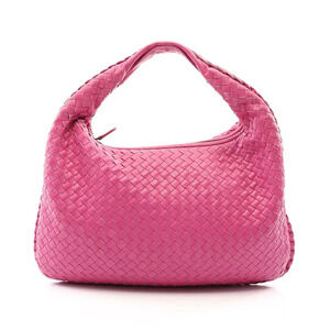 Bottega Veneta Veneta Intrecciato Leather Shoulder Hobo Bag Pink
